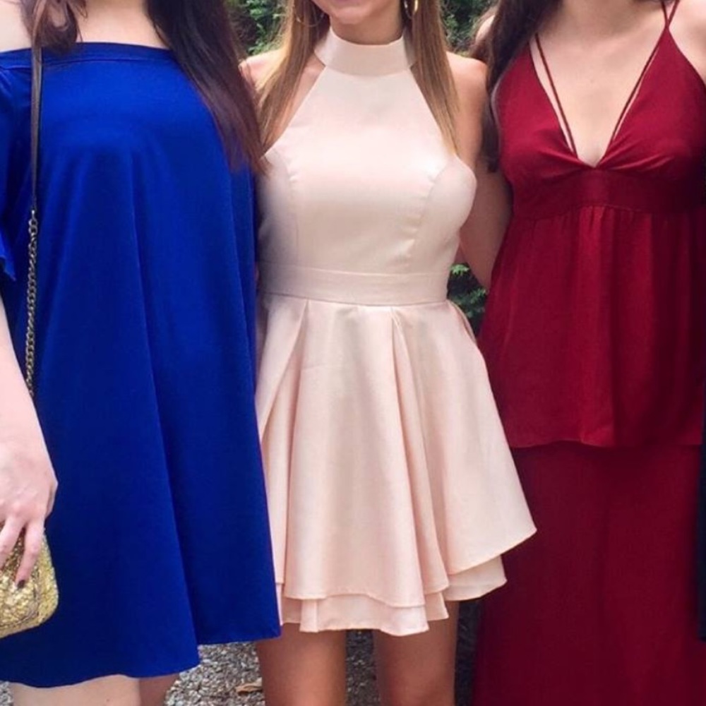 champagne pink cocktail dress